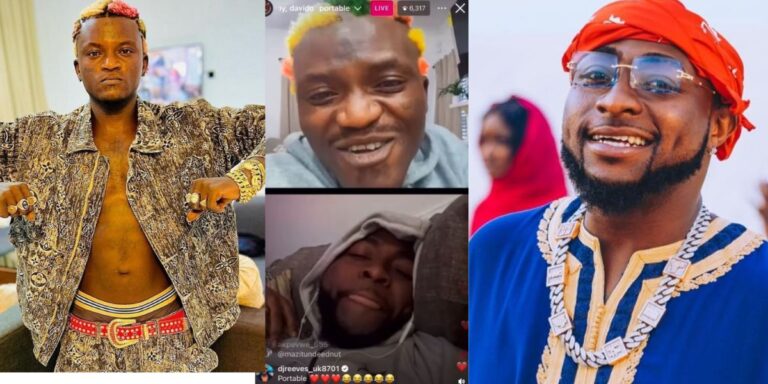 “I see you, I see God” – Portable overexcited as Davido joins his IG live session, OBO promises to take him out tonight in USA (Video)